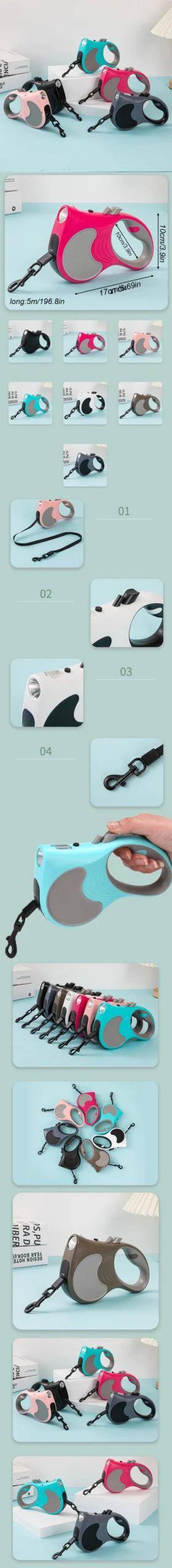 5m Automatic Retractable Dog Leash LED Luminous rechargeable For Medium Large Dogs Cats Retractable Durable Pet Supplies Leash