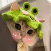 Sb999a3c53f2c41e1830137a1be241b34m.webp Cute Cat Hat Funny Pets Party Cosplay Headwear Delicate Hemming Pendant Decor Elasticity Knitted Hat Pet Accessories