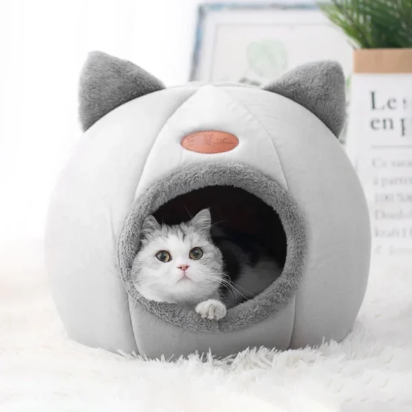 Sbb0ee603e97a43359d0f6add124acd09t.webp Cat Head Cat House - Semi-Closed Sleep Cave with Non-Slip Base