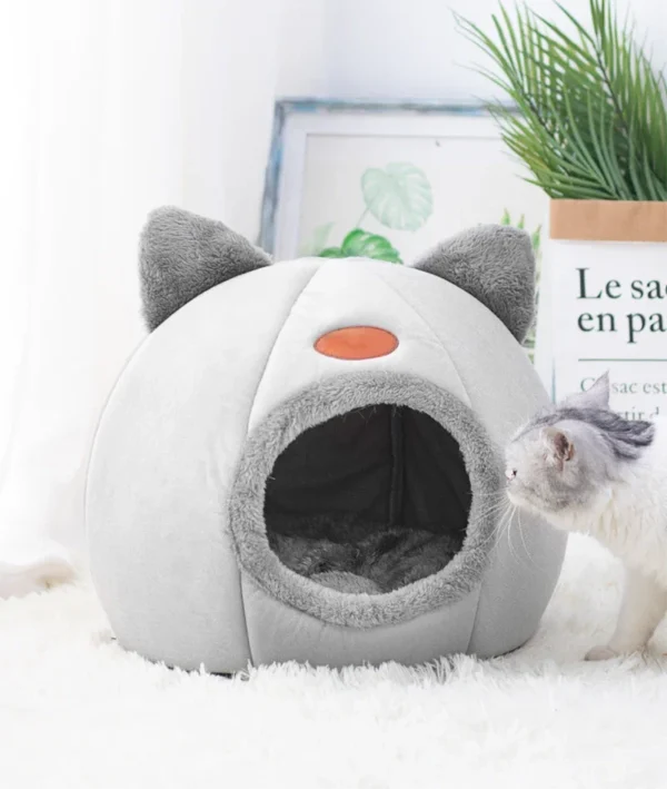 Sbe1fd28ab8534daeaf397a370ae88fcdJ.webp Cat Head Cat House - Semi-Closed Sleep Cave with Non-Slip Base