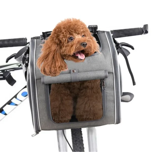 Dog or Cat Bike Basket Expandable Soft Sided Pet Carrier Backpack with 4 Open Doors Foldable Dog Bike Carrier