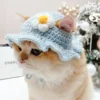 Sc06f7cac445c44268dab8aec109d19a8Z.webp Cute Cat Hat Funny Pets Party Cosplay Headwear Delicate Hemming Pendant Decor Elasticity Knitted Hat Pet Accessories