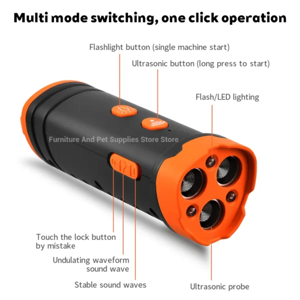 Sc60195dadd994b9f8d744ed1baf22a913.webp Ultrasonic Dog Training Device - Anti-Bark Deterrent with LED Flashlight