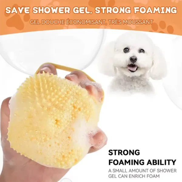 2-in-1 Pet Bath Brush - Silicone Grooming Comb & Shampoo Dispenser