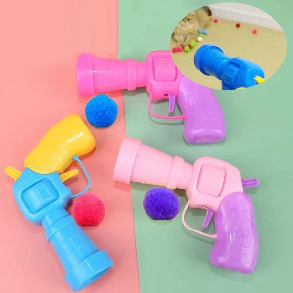 Cat Ball Launcher Toy - Plush Balls with Shooting Gun