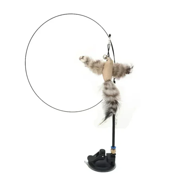 Scc842037d12943268ffec9a7c72019d32.webp Interactive Cat Feather Toy - Suction Cup Mounted with Replaceable Feathers