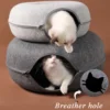 Felt Donut Cat Bed - 2-in-1 Convertible Tunnel & Lounge