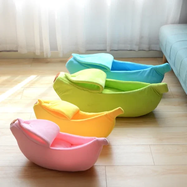 Banana Cat Bed - Cute Fruit-Shaped Pet Bed with Thick Cushion