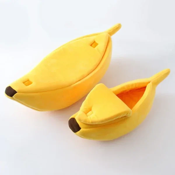 Banana Cat Bed - Cute Fruit-Shaped Pet Bed with Thick Cushion