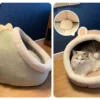 Enclosed Cat Cave Bed - Hooded Donut Design with Non-Slip Base