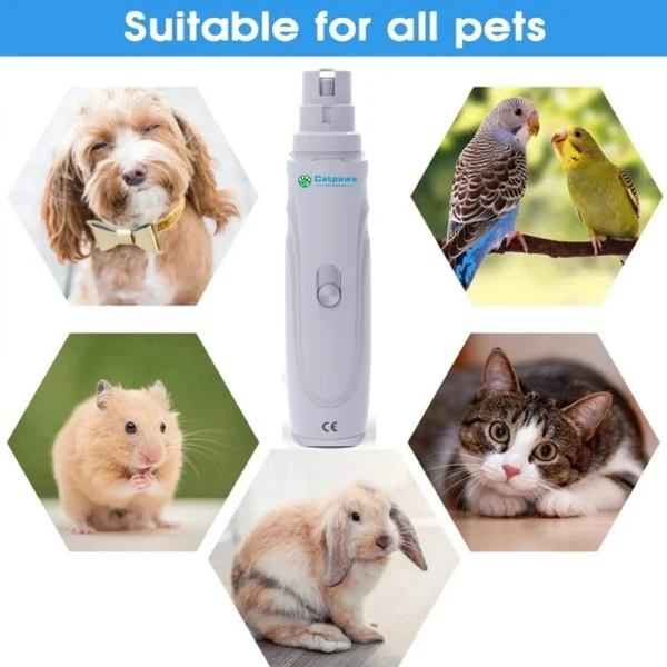 USB Rechargeable Dog Nail Grinder - Quiet Electric Claw Trimmer with 2 Speeds