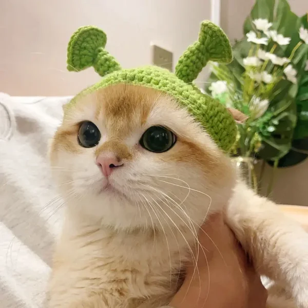 Sf502b376303140dab7805936d6a718c5e.webp Cute Cat Hat Funny Pets Party Cosplay Headwear Delicate Hemming Pendant Decor Elasticity Knitted Hat Pet Accessories