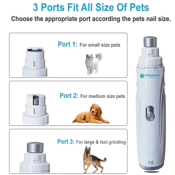 USB Rechargeable Dog Nail Grinder - Quiet Electric Claw Trimmer with 2 Speeds
