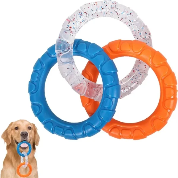 TPR Dog Toy - 3-Ring Chew for Teeth Cleaning & Interactive Play