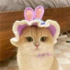Sfad873693f0049c394fbe922627493d8v.webp Cute Cat Hat Funny Pets Party Cosplay Headwear Delicate Hemming Pendant Decor Elasticity Knitted Hat Pet Accessories