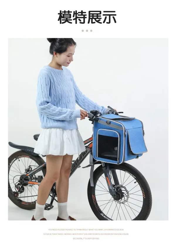 Dog or Cat Bike Basket Expandable Soft Sided Pet Carrier Backpack with 4 Open Doors Foldable Dog Bike Carrier