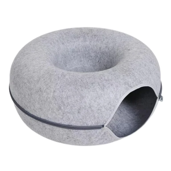 Felt Donut Cat Bed - 2-in-1 Convertible Tunnel & Lounge