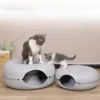 Felt Donut Cat Bed - 2-in-1 Convertible Tunnel & Lounge